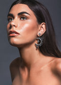 The Little Moon Earrings, crescent moon earring worn